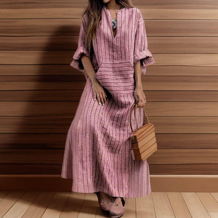 Vestido Mujer Largo con Bolsillo y Estilo Relajado
