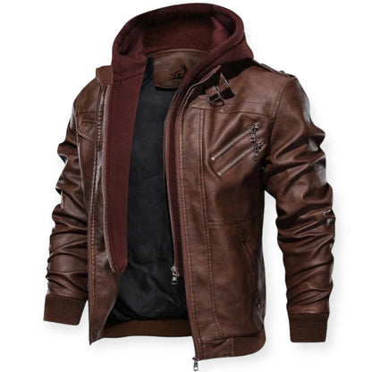 Chaqueta Cuero Hombre Abrigo Cremallera - Vestiria