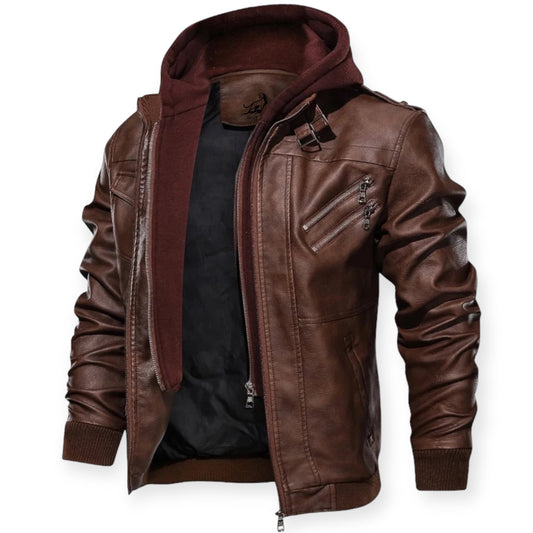 Chaqueta Cuero Hombre Abrigo Cremallera - Vestiria