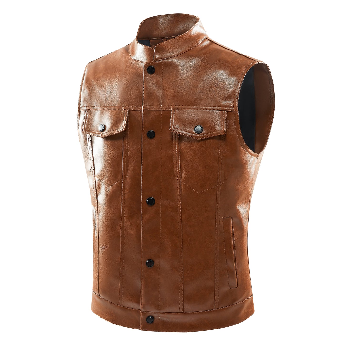 Chaleco Cuero Vintage con Bolsillos - Vestiria