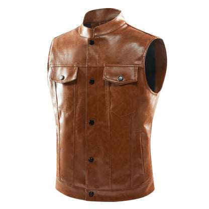 Chaleco Cuero Vintage con Bolsillos - Vestiria