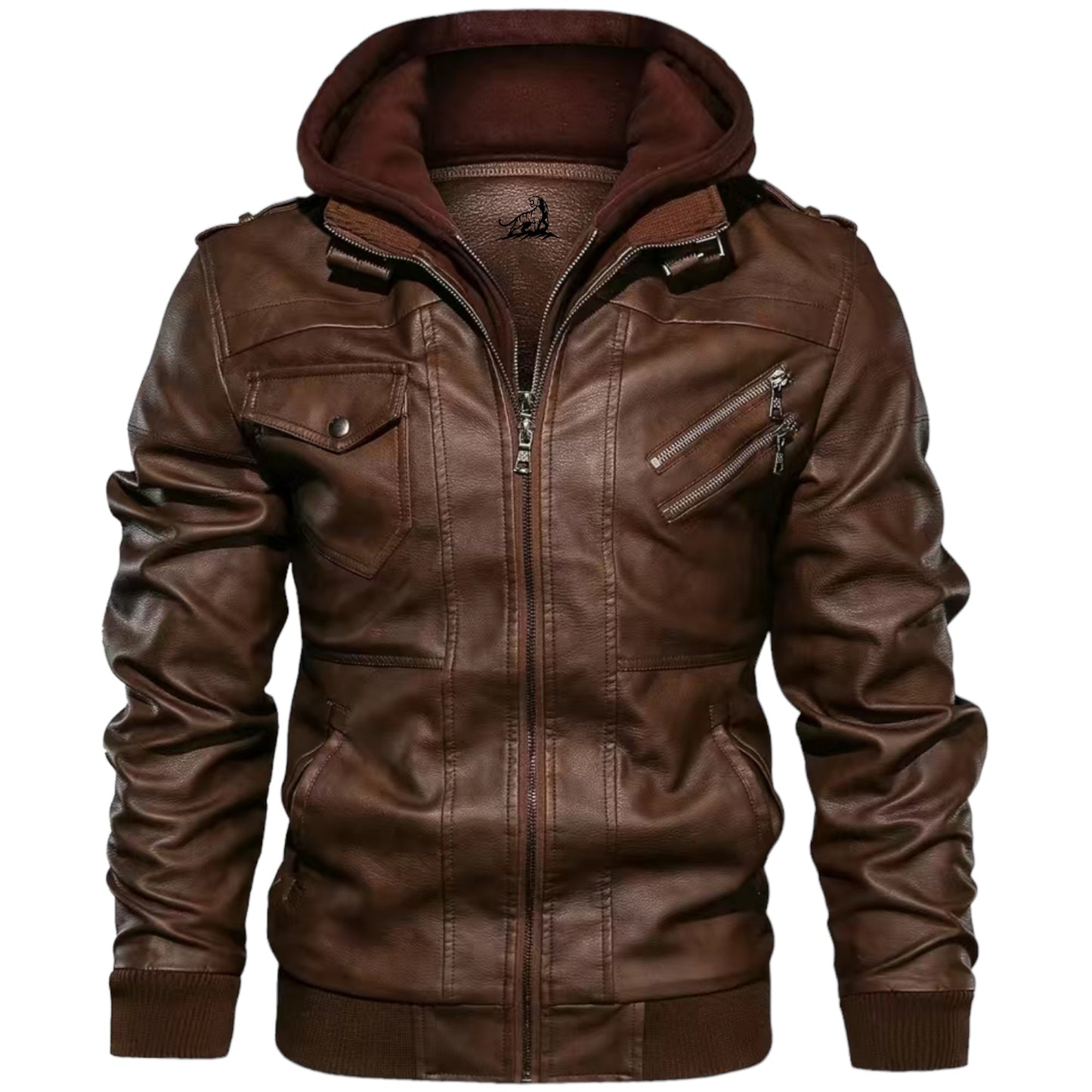 Chaqueta Cuero Hombre Abrigo Cremallera