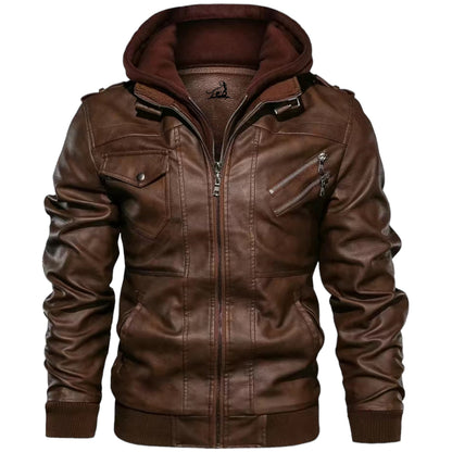Chaqueta Cuero Hombre Abrigo Cremallera