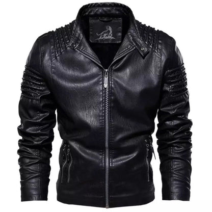 Chaqueta Cuero Clásica Hombre Bolsillos