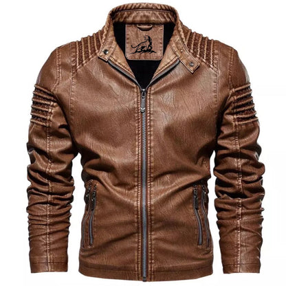 Chaqueta Cuero Clásica Hombre Bolsillos
