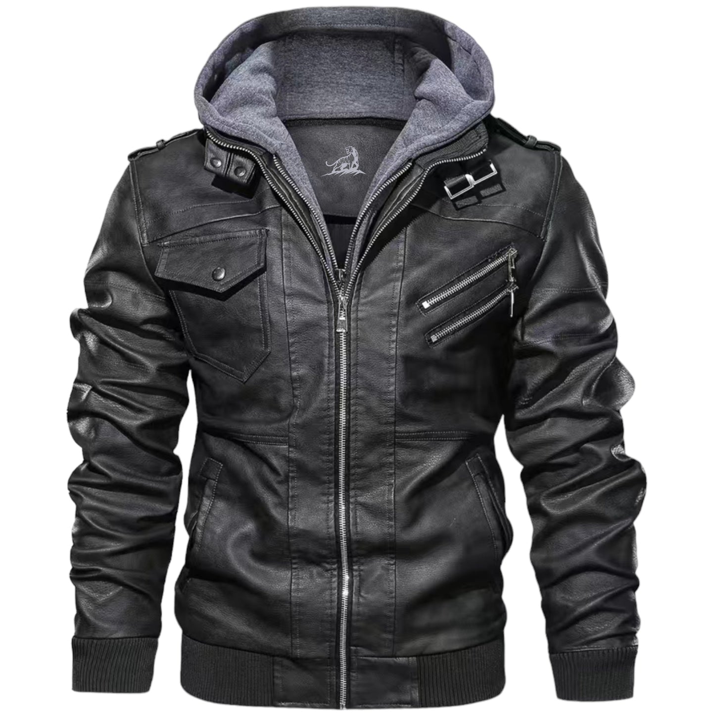 Chaqueta Cuero Hombre Abrigo Cremallera