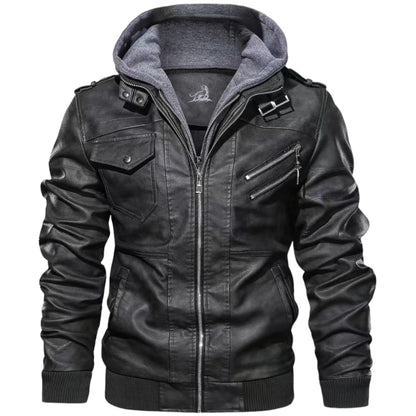 Chaqueta Cuero Hombre Abrigo Cremallera