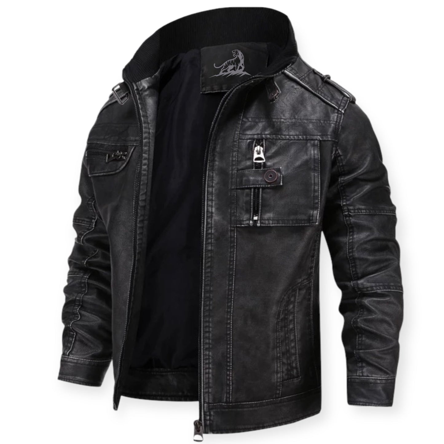 Chaqueta Cuero Negro Clásica Hombre - Vestiria