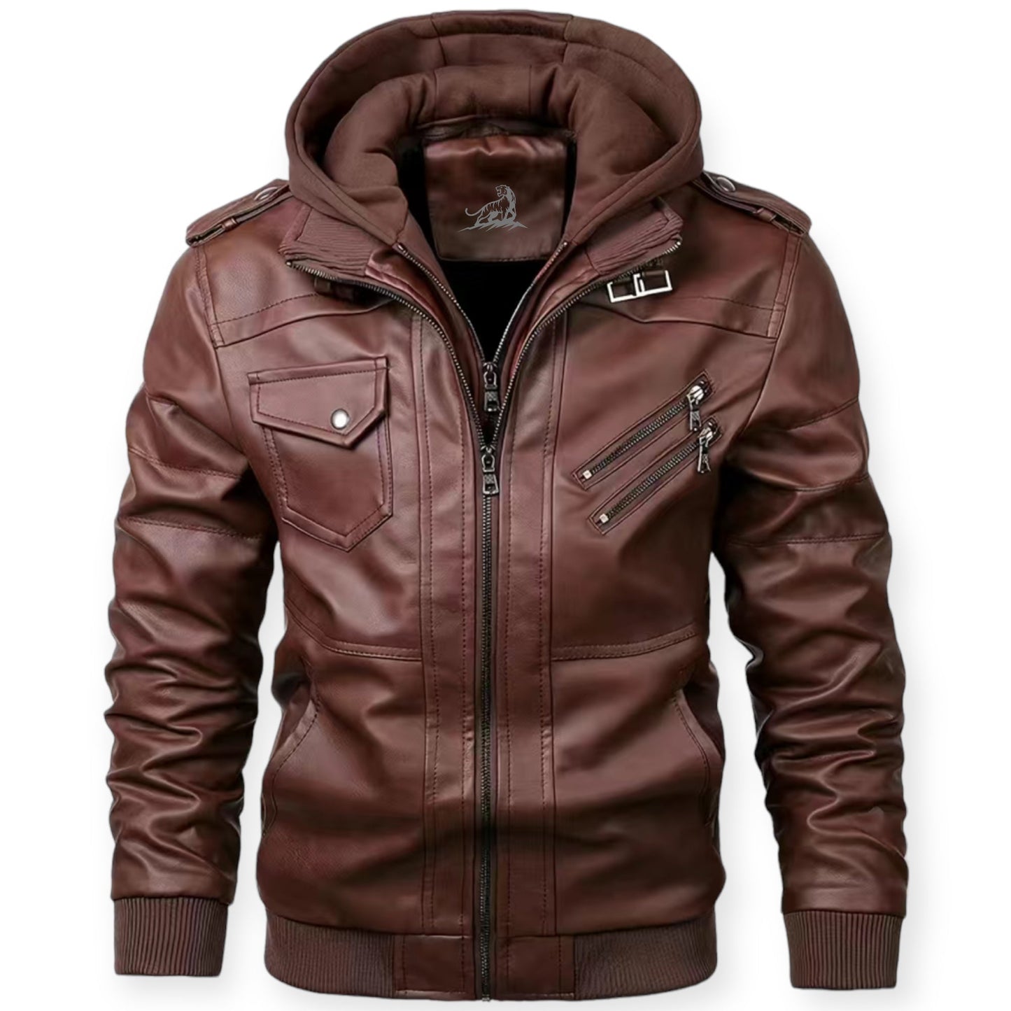 Chaqueta Cuero Hombre Abrigo Cremallera