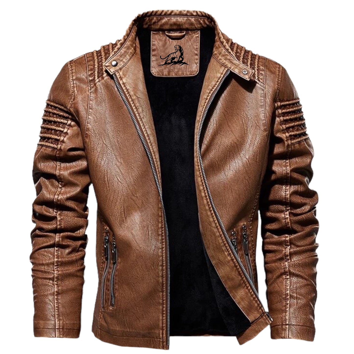 Chaqueta Cuero Clásica Hombre Bolsillos - Vestiria