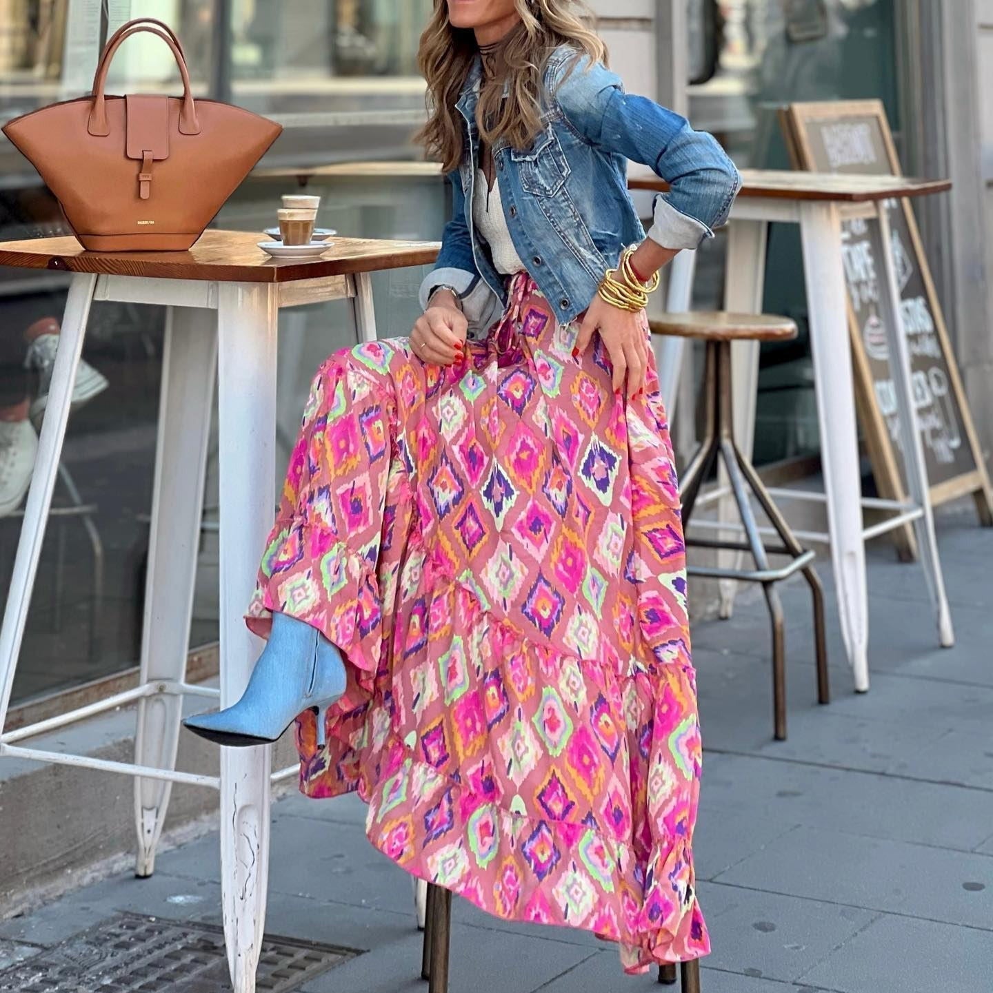 Falda Boho Estampada Mujer Colorida