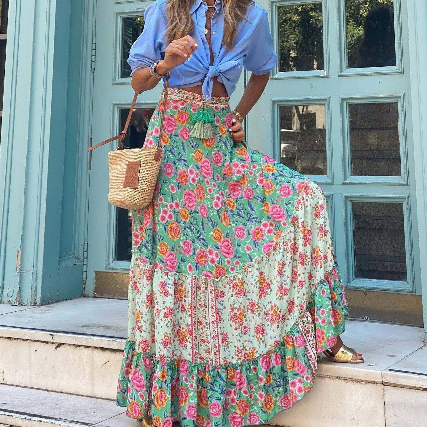 Falda Boho Estampada Mujer Colorida