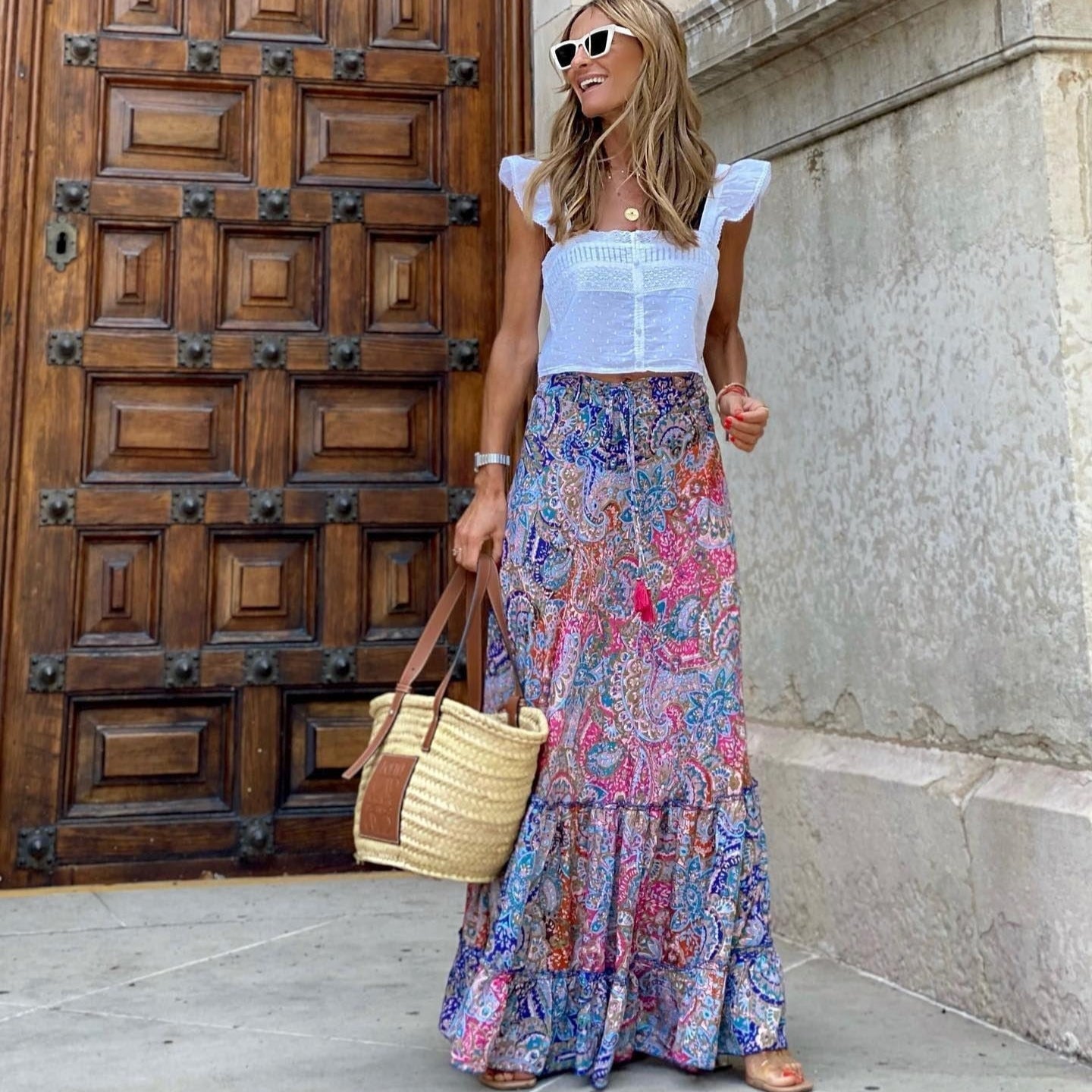 Falda Boho Estampada Mujer Colorida - Vestiria