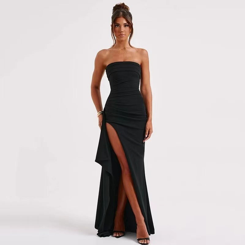 Vestido Mujer Largo y Sofisticado con Escote Alto - Vestiria