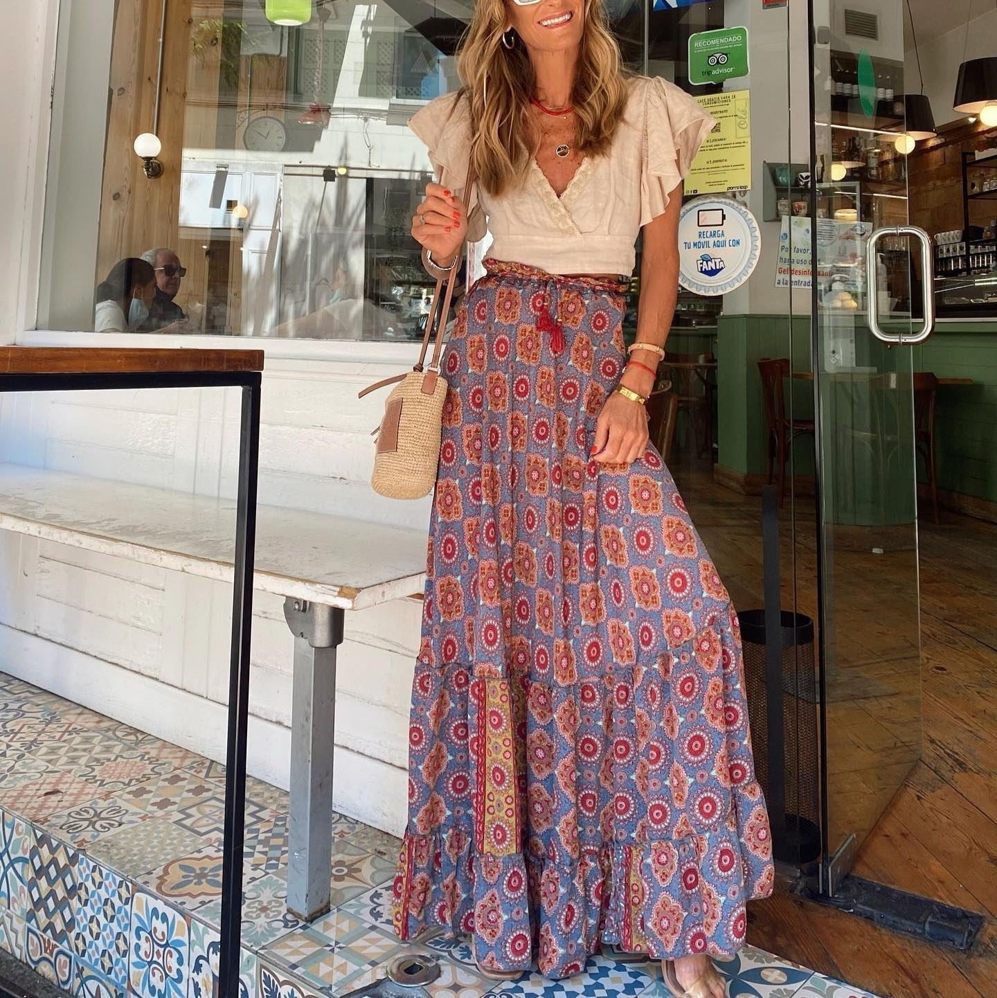 Falda Boho Estampada Mujer Colorida