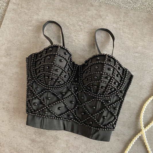 Sujetador de pedrería negro elegante mujer - Vestiria