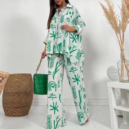 Conjunto Mujer Estampado Cómodo Manga Larga