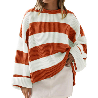 Sudadera Mujer Rayas Gruesas Tejido Acogedor Oversize
