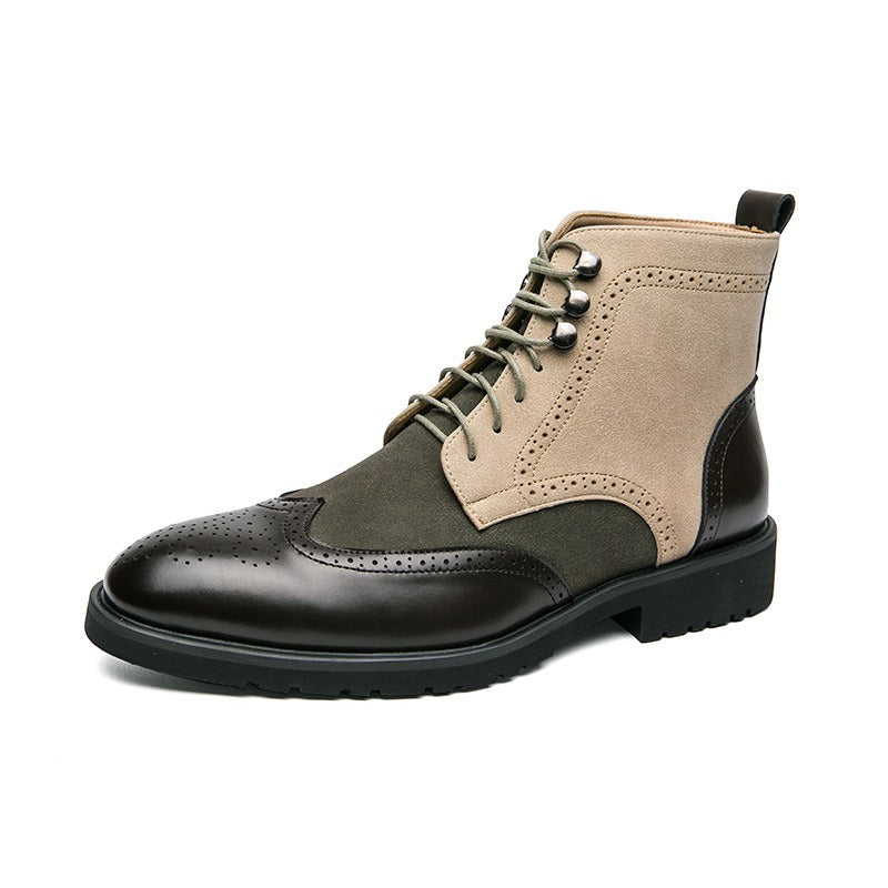 Botas Hombre Cuero Sintético Estilo Urbano Brogue