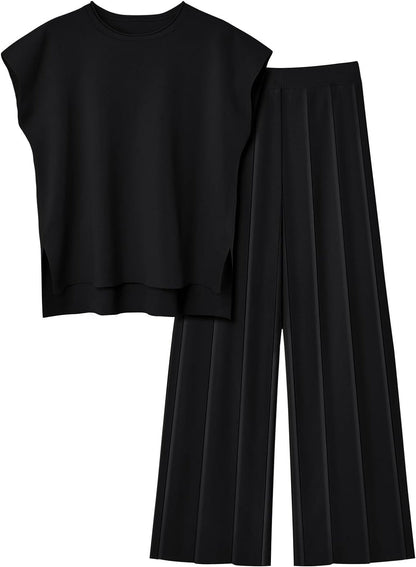Pantalón Plisado y Top Sin Mangas Conjunto Femenino