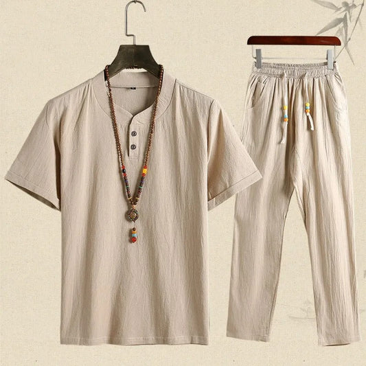 Camisa Lino Hombre Manga Corta Verano - Vestiria