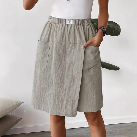 Falda Mujer Algodón Recta Con Bolsillos - Vestiria