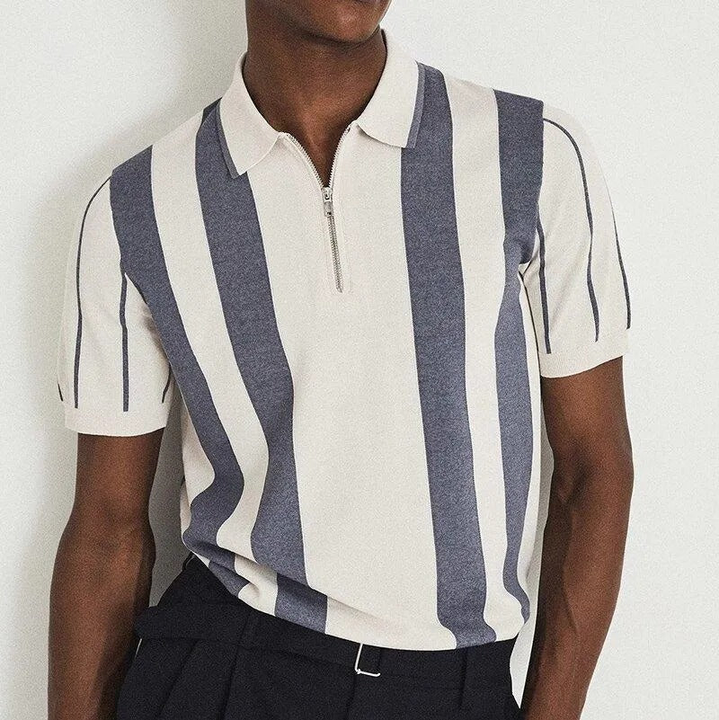 Polo Hombre Rayas Clásico Cremallera Théo - Vestiria
