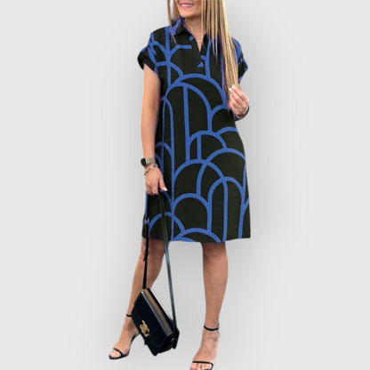 Vestido Mujer Sencillo Cuello Polo Blanco