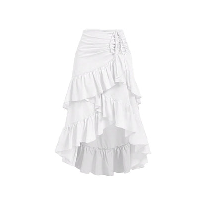 Falda Midi Mujer Estampada con Volantes laterales
