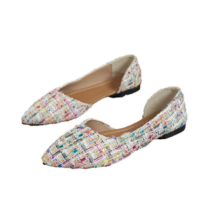 Zapatillas Mujer Punteras Finas Tejido Colorido