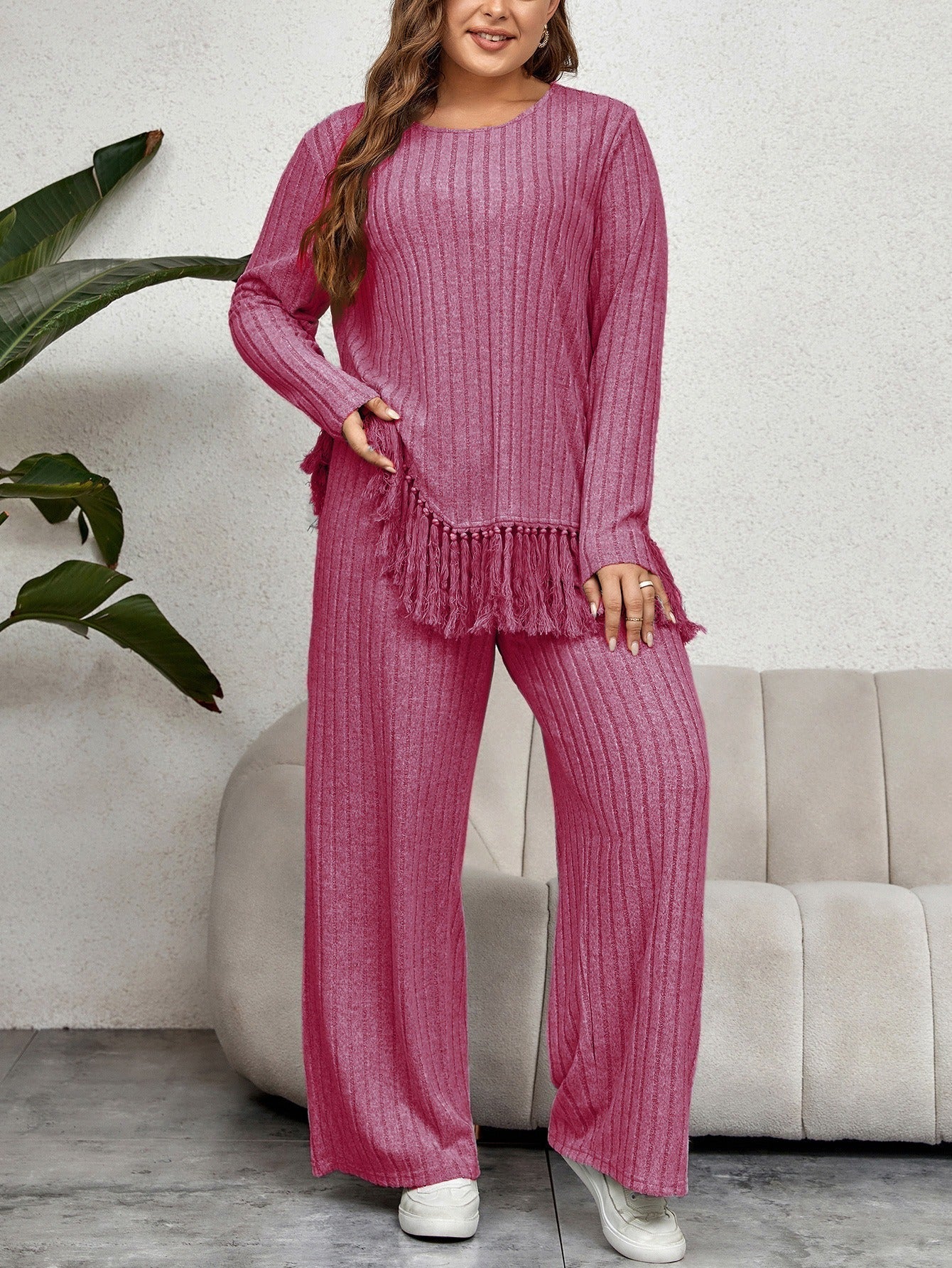 Conjunto suéter y pantalones de punto suave y cómodo - Vestiria