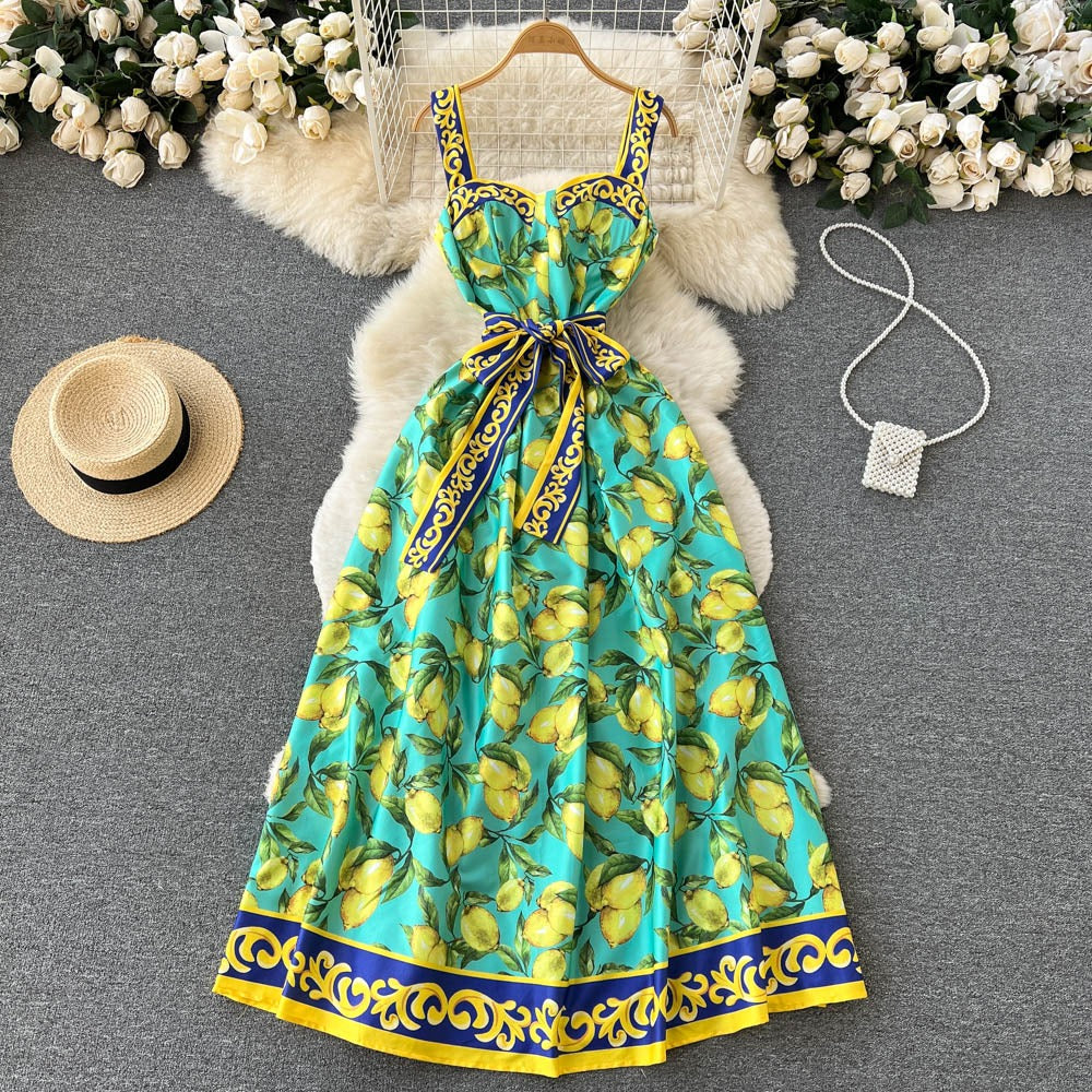 Vestido Mujer Estampado Limones Floral Clásico - Vestiria