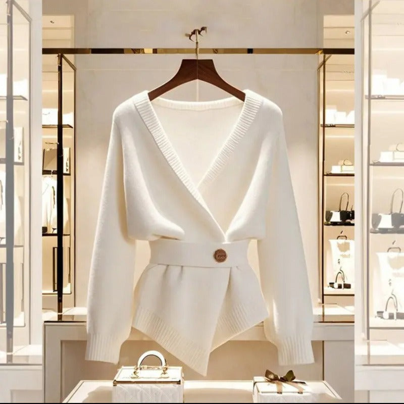 Jersey Mujer Cruzado Cinturón Elegante Estilo Chic - Vestiria