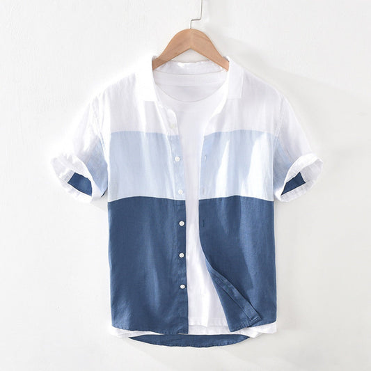 Camisa Hombre Algodón Estampado Colorido Manga Corta - Vestiria