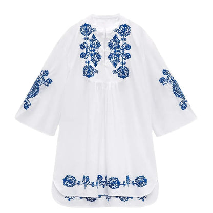 Vestido Étnico Mujer Algodón Estilo Boho