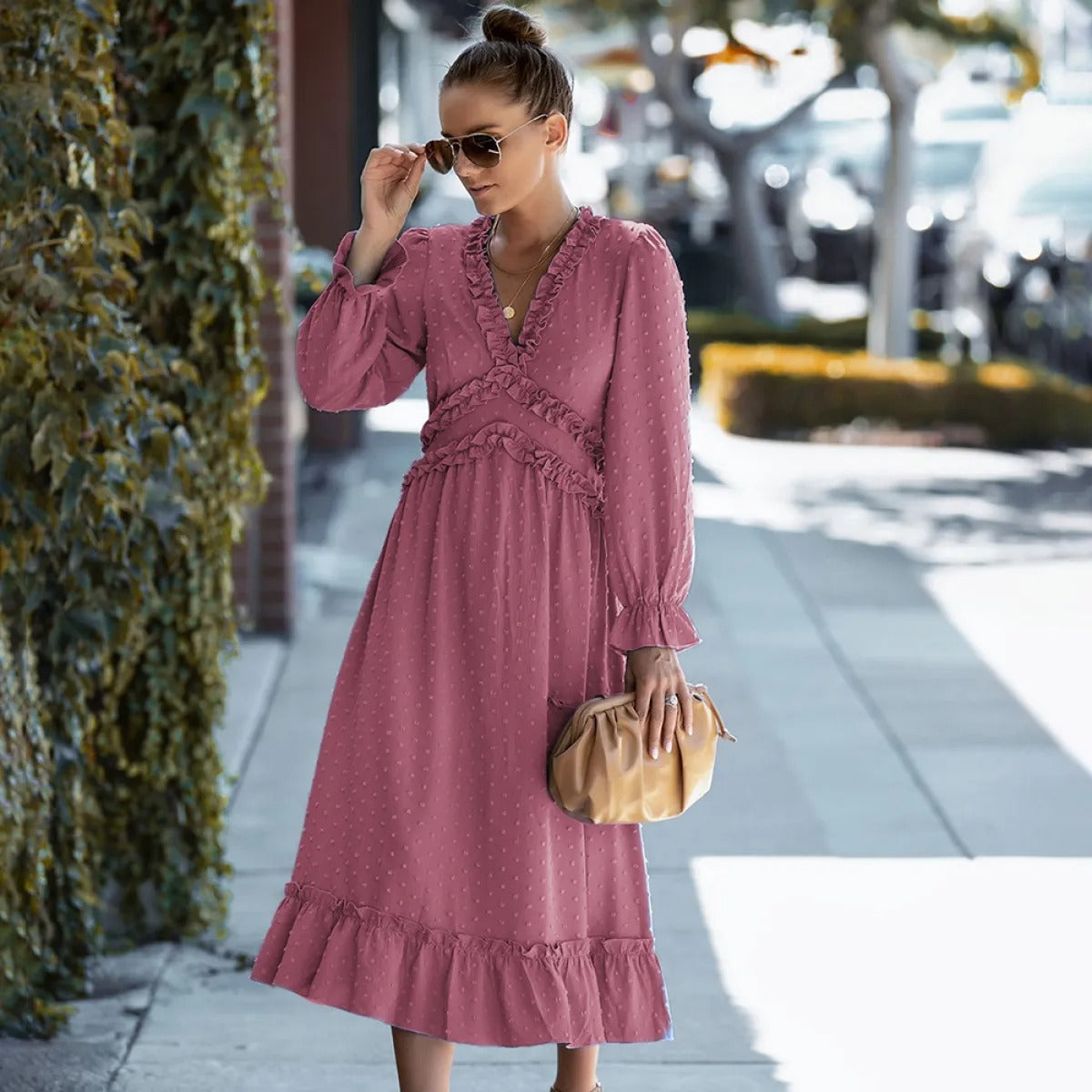 Vestido Mujer Romántico Plumeado Elegante - Vestiria