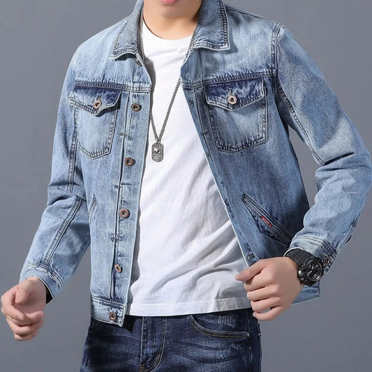 Chaqueta denim hombre básica con bolsillos - Vestiria