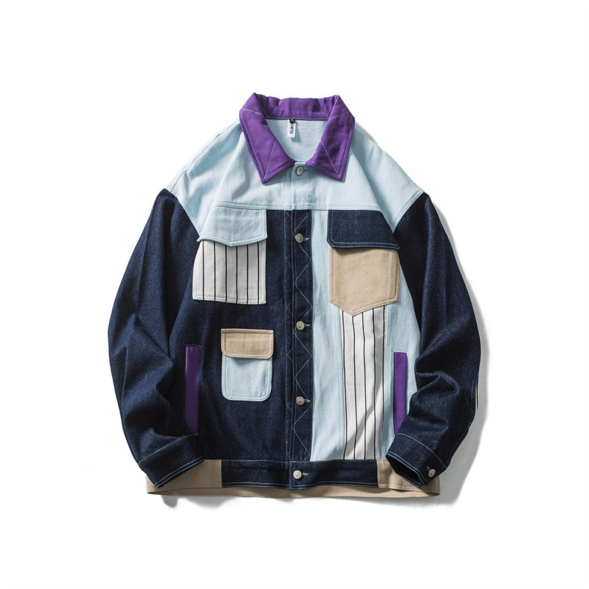 Chaqueta hombre denim desgastado con múltiples bolsillos - Vestiria