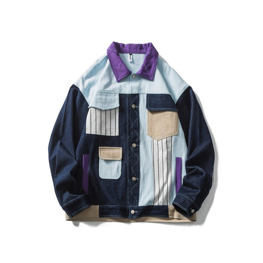 Chaqueta hombre denim desgastado con múltiples bolsillos - Vestiria