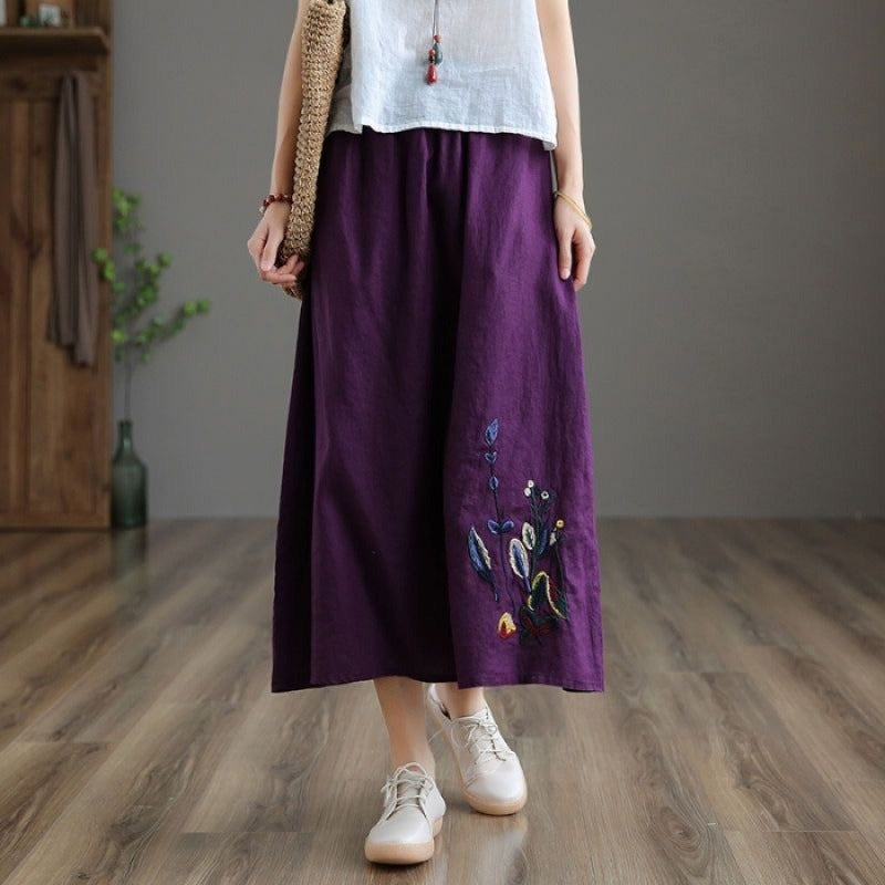 Falda Midi Mujer Floral Elástica y Elegante