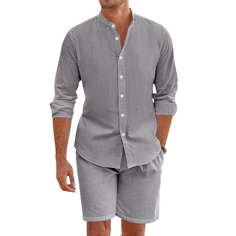 Chaqueta Hombre Lino Cuello Mao Elegante