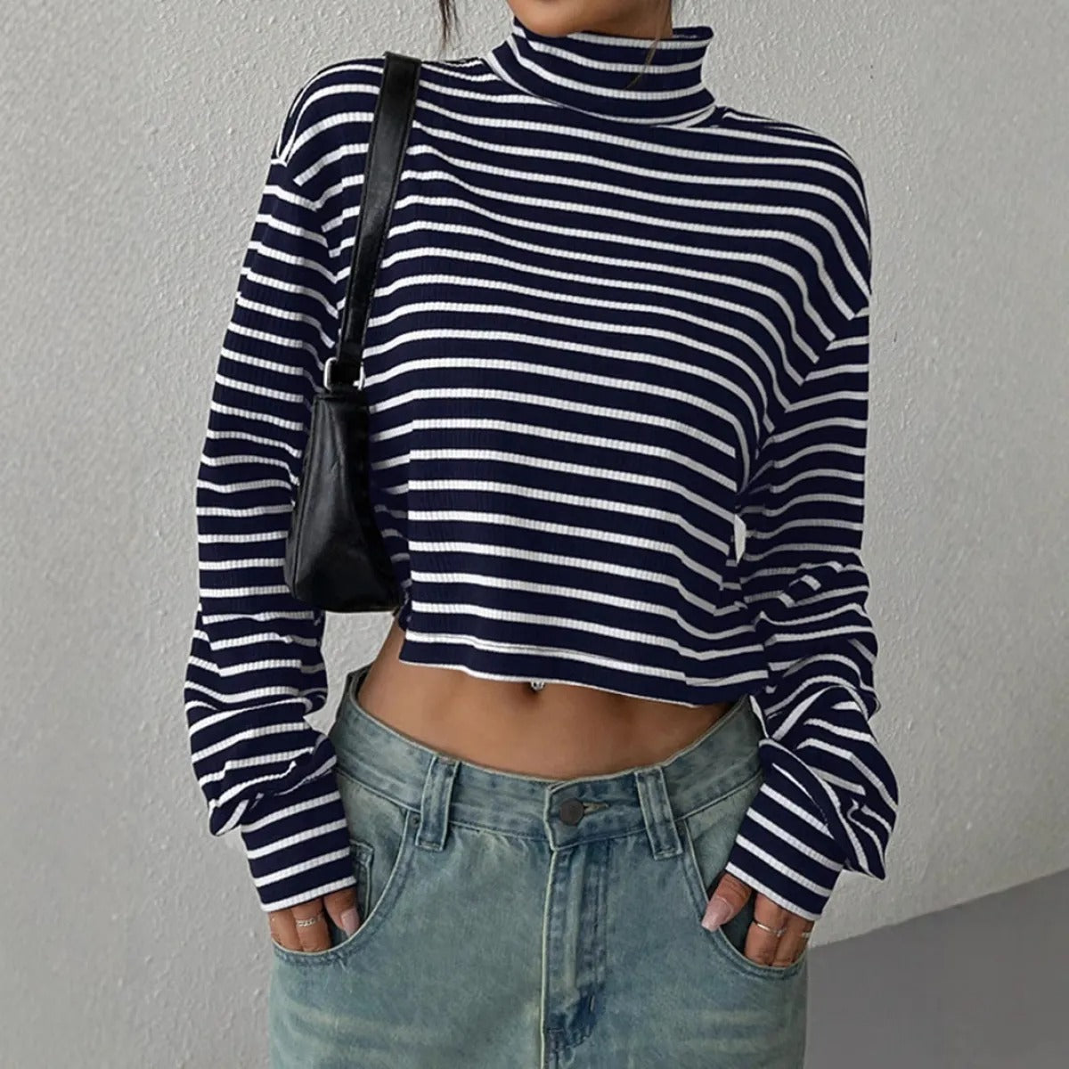 Chaquetón manga larga mujer estilo callejero rayas - Vestiria
