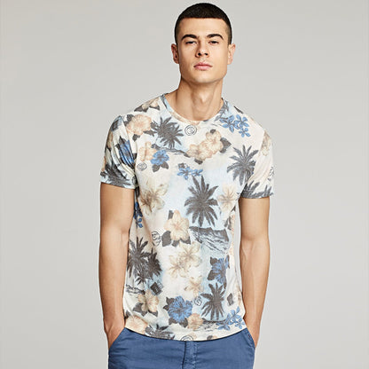 Camiseta Hombre Estampado Floral Verano - Vestiria