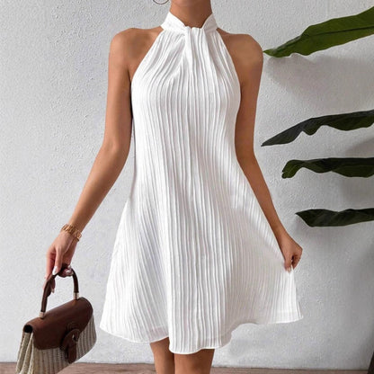 Vestido Mujer Plisado Cintura Alta Elegante