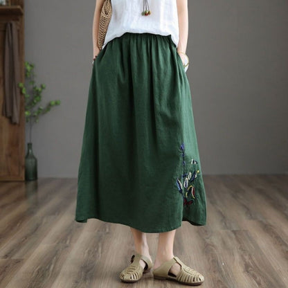 Falda Midi Mujer Floral Elástica y Elegante