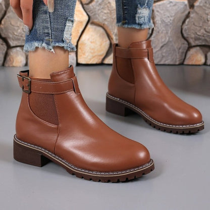 Botas Mujer Piel Sintética con Hebilla Estilo Chic - Vestiria