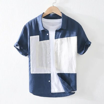 Camisa Hombre Lino Estampado Colorido