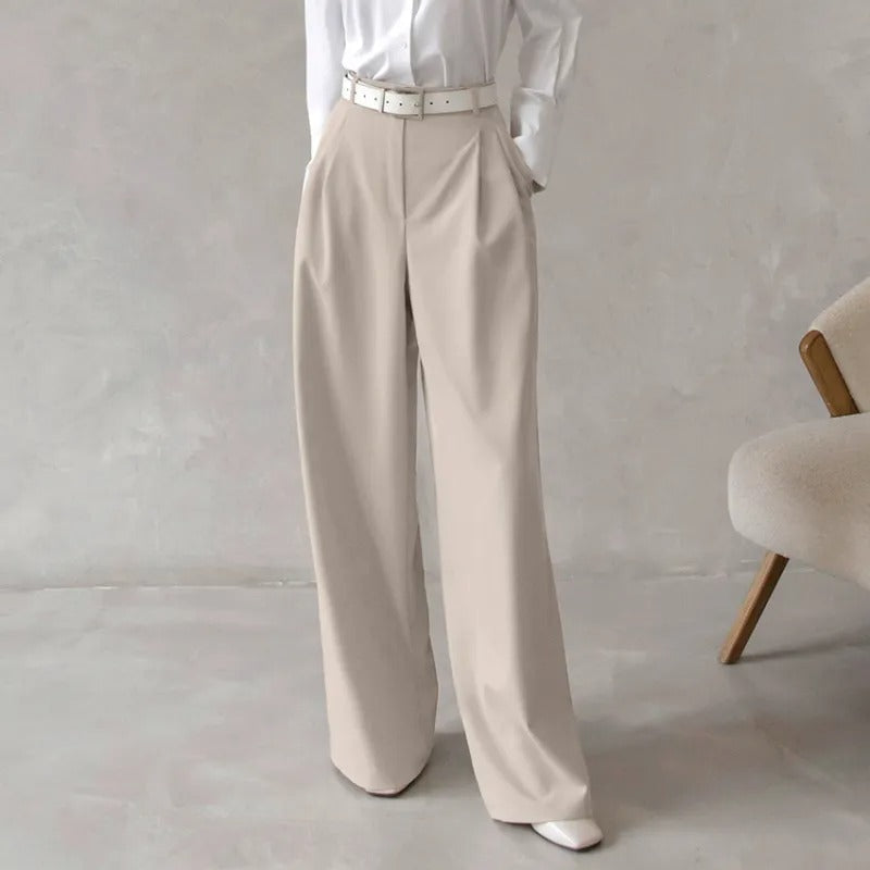 Pantalones Mujer Caderas Altas Estilo Clásico