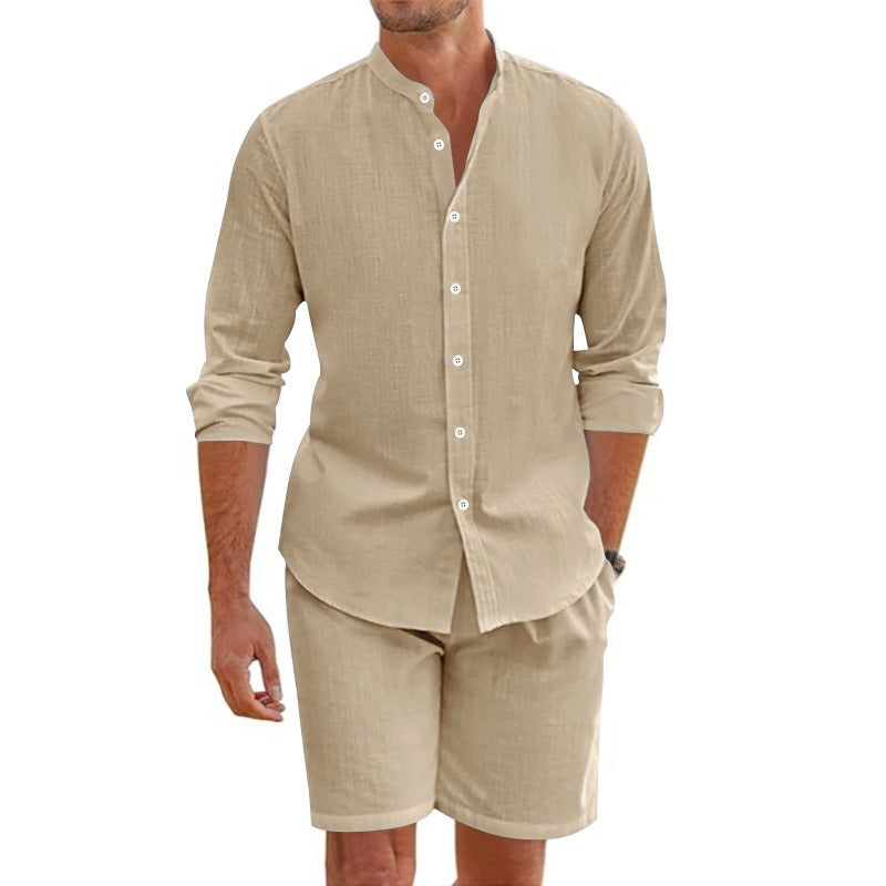 Chaqueta Hombre Lino Cuello Mao Elegante - Vestiria
