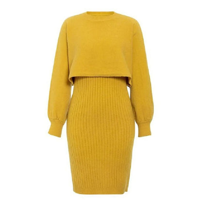 Vestido de punto efecto dos piezas elegante